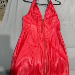 SHEIN Red Halter Mini Dress